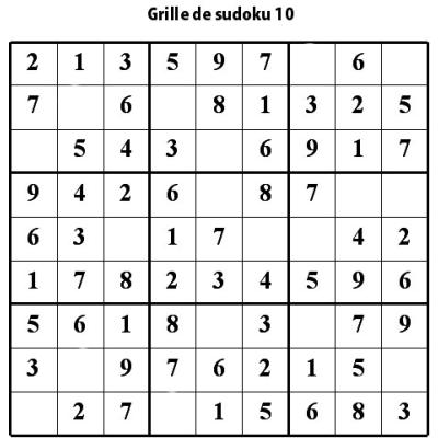 Sudoku de niveau 3 pour les enfants de primaire : grille 10 