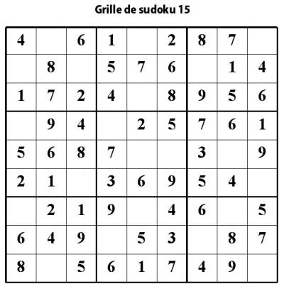 Sudoku enfant niveau 2 du primaire grille 15