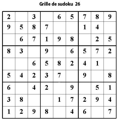 Sudoku enfant niveau 2 du primaire grille 26