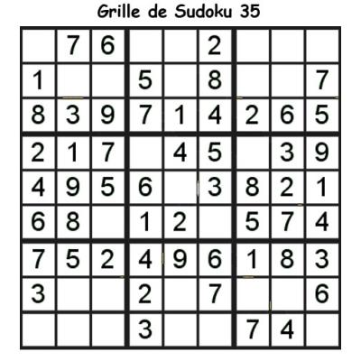 Sudoku enfant niveau 2 du primaire grille 35