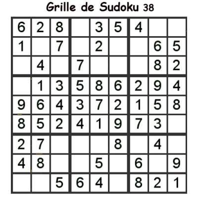 Grille de sudoku 38 pour enfants du primaire niveau 3