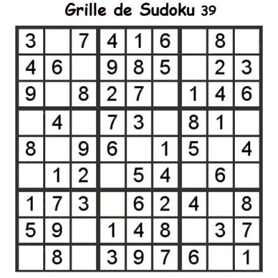 Grille de sudoku 39 pour enfants du primaire niveau 3