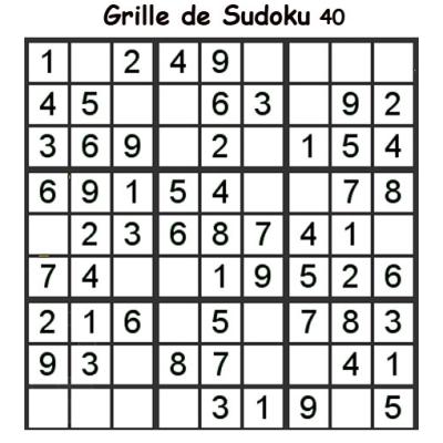 Grille de sudoku 40 pour enfants du primaire niveau 3