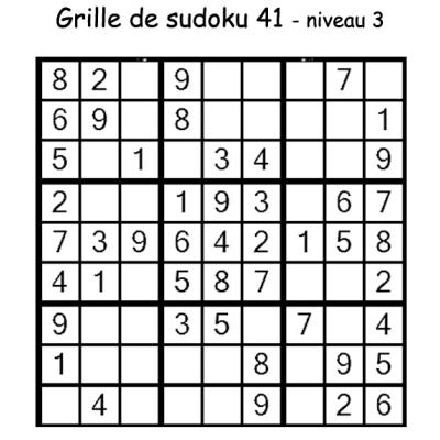 Grille de sudoku 41 pour enfants du primaire niveau 3