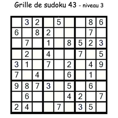 Grille de sudoku 43 pour enfants du primaire niveau 3