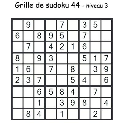 Grille de sudoku 44 pour enfants du primaire niveau 3
