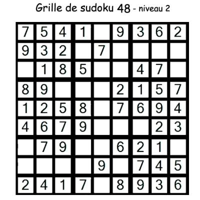 Grille de sudoku 48 pour enfants du primaire niveau 3