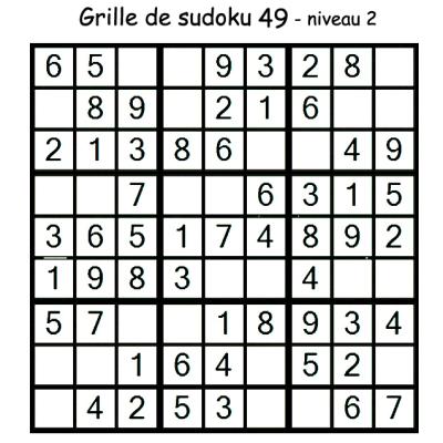 Grille de sudoku 49 pour enfants du primaire niveau 3