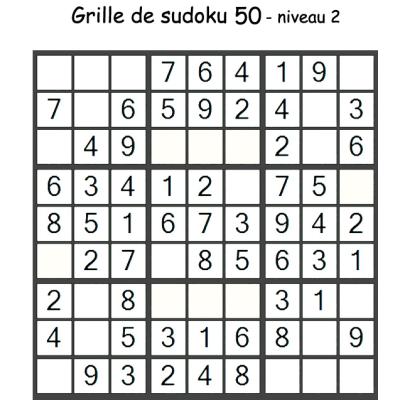 Grille de sudoku 50 pour enfants du primaire niveau 3