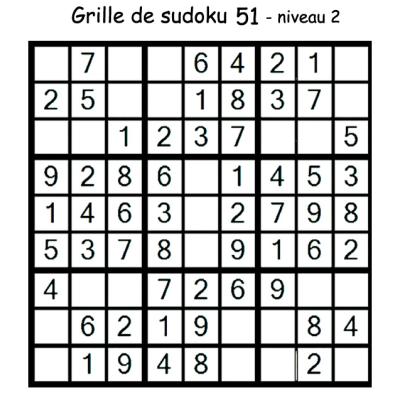 Grille de sudoku 51 pour enfants du primaire niveau 3