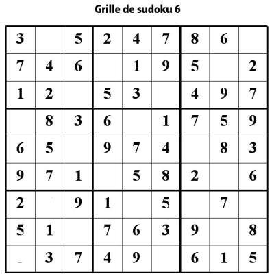 Sudoku de niveau 3 pour les enfants de primaire : grille 6
