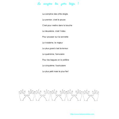 Apprendre la comptine des petits doigts