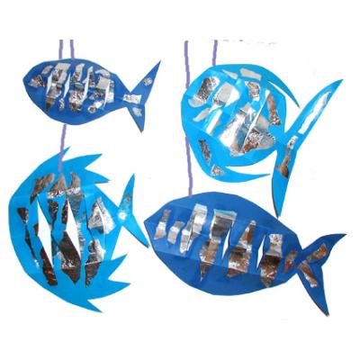 Fabriquer un mobile poissons bleus
