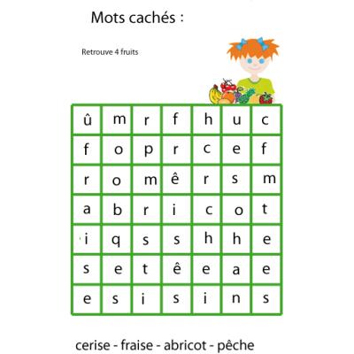 jeu de mots cachés sur les fruits