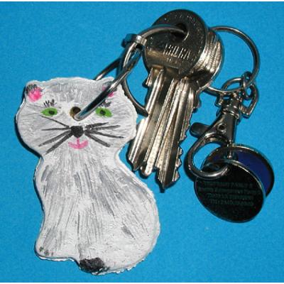 Porte-clé en forme de chat en pâte à sel à réaliser