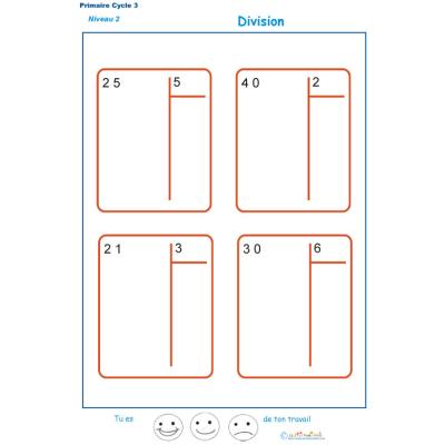 divisions sans reste  bas&eacute;es sur les tables de multiplication exercice 1 