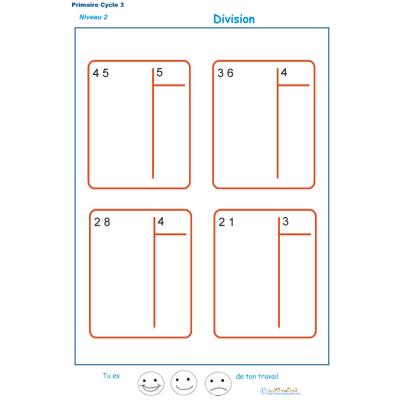 divisions sans reste  bas&eacute;es sur les tables de multiplication exercice 2