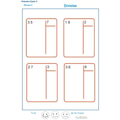 divisions sans reste  bas&eacute;es sur les tables de multiplication exercice 3