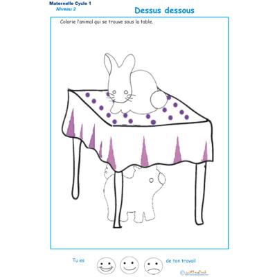 Imprimer l'exercice 2  dessus - dessous - niveau 2
