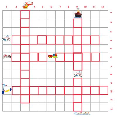  Mots croisés sur les véhicules grille 1 pour le primaire cycle 2