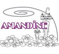 coloriage prénom Amandine dans décor chats fleurs