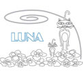 coloriage prenom luna chat fleurs