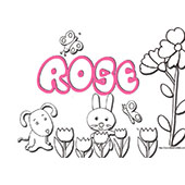Coloriage prénom Rose