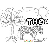 coloriage Theo savane