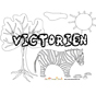 coloriage prénom Victorien décor savane